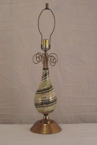 Vintage Mid Century Modern Green Ceramic Atomic Table Lamp Lighting Furniture photo