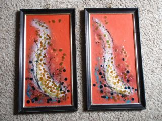 Mesick Studios Enamel On Copper Hand Made In California Convivial Ware Art Pair photo