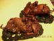 A Pair Of Antique Chinese Redwood Carved Water Buffalo With Riding Children Oxen photo 1