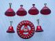 Seven Red Enameled Metal Knobs: 2 - Small & 4 Large Pull Plus 1 Garden Turn Knobs Drawer Pulls photo 2