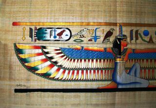 Egyptian Papyrus Handmade Painting Isis 40x 90 Cm.  Size (15 