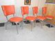 1950 ' S Orange Vinyl Diner Chair Set Of Four Retro Mid - Century Modern Post-1950 photo 5