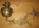 Antique Victorian Solid Brass Oil Lamp Lampe Veritas Ornate Wall Sconce Lamps photo 1