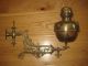 Antique Victorian Solid Brass Oil Lamp Lampe Veritas Ornate Wall Sconce Lamps photo 6