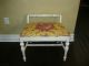 Vintage Shabby Cottage Chic Bench French Provincial Yellow Toilefabric Post-1950 photo 1