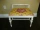 Vintage Shabby Cottage Chic Bench French Provincial Yellow Toilefabric Post-1950 photo 3