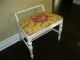 Vintage Shabby Cottage Chic Bench French Provincial Yellow Toilefabric Post-1950 photo 5