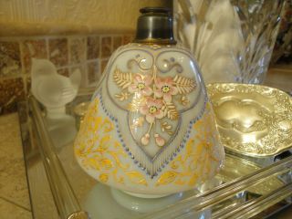 Victorian Hand Painted Enamel Perfume Atomizer Bottle - Bohemian,  Czech,  Milk Glass photo