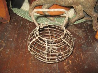 Old Wire Miniature Primitive Egg Basket Unique photo