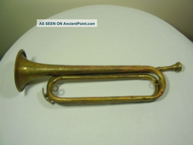 Brass Bugle Vintage Or Antique Made In Czechoslovakia Many Dents Brass photo