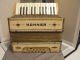 Vintage Painted White W/designs Marked Hohner Wooden Starter,  Smaller Accordion Other photo 1