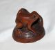 Japanese Antique Netsuke Wood Snake Frog Japan Circa 1920s Netsuke photo 2