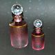 Pair Antique French Baccarat Cranberry Etched Glass Crystal Perfume Scent Bottle Perfume Bottles photo 2