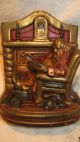 Antique Armor Bronze Man Dog Art Fireplace Bookends Metalware photo 2
