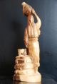Old And Interesting Root Wood Carved Statue Woman With Water/wine Carved Figures photo 2
