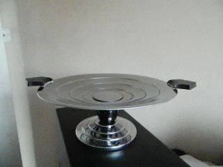 Excellent Large Art Deco Chrome & Black Cake Stand Or Tazza photo