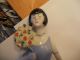Antique German Pincushion Half Doll Flapper Fashion Doll W/large Bouquet Flowers Pin Cushions photo 3