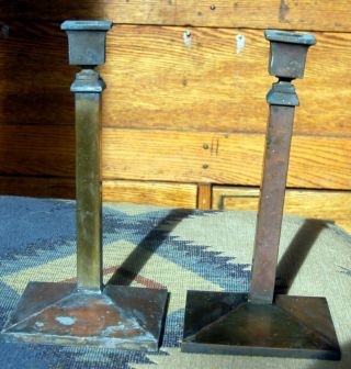 Pair Of B & H Bronze Candlesticks photo