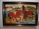 Antique Vintage Needlepoint Horses Embroidery 13 X 19 Picture Finished Other photo 1