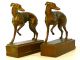 Antique Greyhound Racing Dog Bookends Pompeian Bronze Art Deco Sculpture Whippet Metalware photo 1