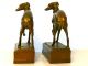 Antique Greyhound Racing Dog Bookends Pompeian Bronze Art Deco Sculpture Whippet Metalware photo 2