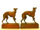 Antique Greyhound Racing Dog Bookends Pompeian Bronze Art Deco Sculpture Whippet Metalware photo 3