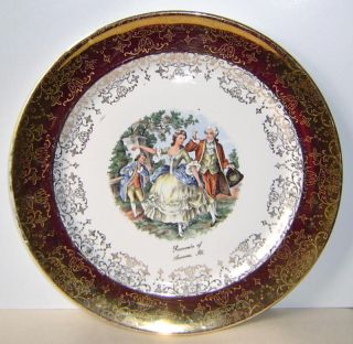 Vintage Decorative Plate Charger 22k Gold 10 Inch,  Usa,  Elegant Dancing Couple photo
