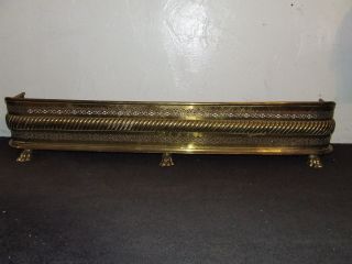 Antique 19th C.  Brass Footed French Victorian Fireplace Fender W/lion ' S Paw Feet photo