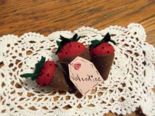 Primitive Bowl Fillers Valentine Faux Chocolate Covered Strawberries Set/6 photo