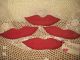 Primitive 4 Valentine Handmade Fabric Lips Ornies Bowl Fillers Gathering Decor Primitives photo 2