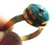 Very Fine Late Medieval Gilt Ring With Vibrant Blue Trurquiose Gem 17th Century European photo 2