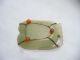 Antique Carved Jade Bowl Pear Shape Carnelian Foo Dog Beaded Feet Celadon Color Other photo 5