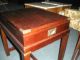 Chinese Chippendale Mahogany Side Table Server/w Serving Tray Built In Post-1950 photo 2