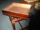 Chinese Chippendale Mahogany Side Table Server/w Serving Tray Built In Post-1950 photo 3