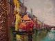 Vintage Signed Oil On Canvas Painting Of Venetian Scene Other photo 2