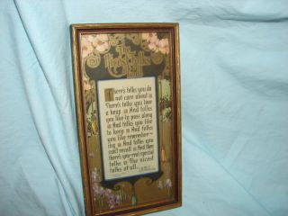 Antique 1926 Buzza Motto The Nicest Folk Of All Framed Saying Motto Poem Print photo