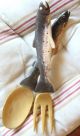 Handmade Handcarved Old Fish Trout Decoy Spoon And Fork Ustensiles Primitives photo 5