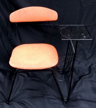 Mid - Century Modern Telephone Table/funky Orange C1950 photo