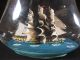 Old Folk Art Nautical Sailing Ship In Upright Glass Bottle Other photo 1
