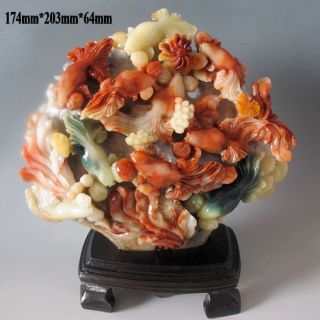 100% Natural Chinese Shoushan Stone Statue - - - Goldfish Nr photo