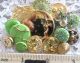 Buttons Mix Vintage & New Glass Metal Rhinestones Peridot Green Gold Buttons photo 1
