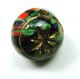 Antique Glass Ball Button Colorful W/ Intaglio Gold Lustered Flower Design Buttons photo 2