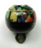 Antique Glass Ball Button Colorful W/ Intaglio Gold Lustered Flower Design Buttons photo 3