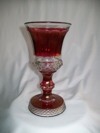 Cranberry Glass Goblet Shaped Compote Decorative Dish photo
