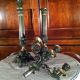 French Restoration Ormolu Gilt Patinated Bronze Candelabra Pair C.  1830 Empire Metalware photo 8