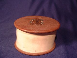 Antique Faux Ivory Ox Bone Covered Box Dated 1844 With Crest photo
