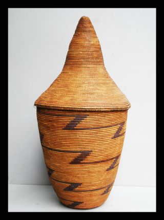 A Large +handsome Woven Fibre Basket From The Tutsi Tribe Of Rwanda photo