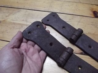 17 - 19.  Century Handforged Chest Iron Hinges For Use Or Decoration photo
