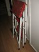 Vintage 1950`s Folding Metal 3 Step Ladder Stool - Red & White - Canada Primitives photo 11