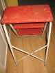 Vintage 1950`s Folding Metal 3 Step Ladder Stool - Red & White - Canada Primitives photo 2